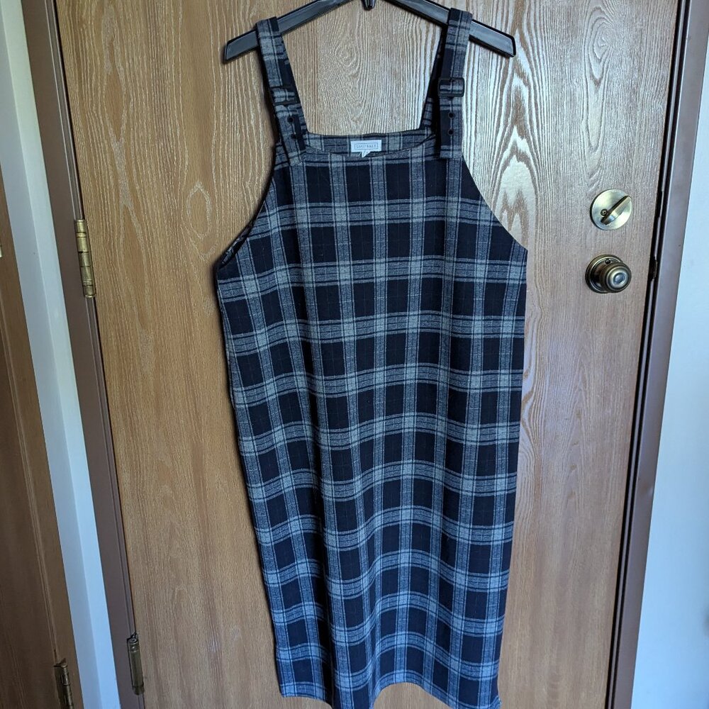 Sweet Salt Navy Blue Plaid Overall Dress, 12